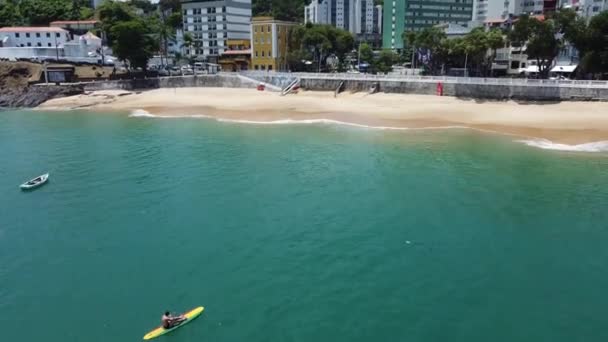 Salvador Bahia Brasil Septiembre 2021 Vista Playa Porto Barra Ciudad — Vídeos de Stock