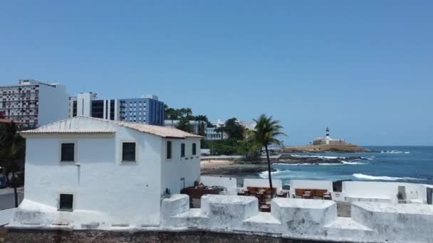 Salvador Bahia Brasil Septiembre 2021 Vista Playa Porto Barra Ciudad — Vídeo de stock