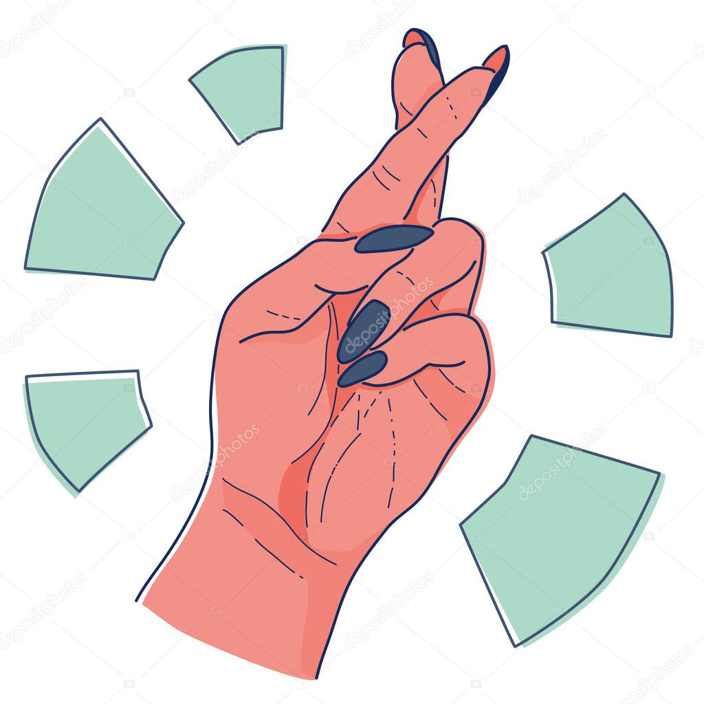 Simple hand illustration with fingers showing promise sign.