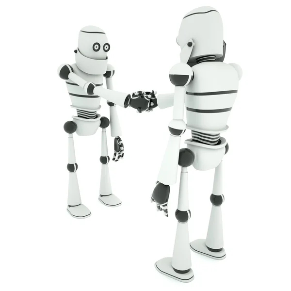 Robotok szilárdan kezet, 3d render — Stock Fotó