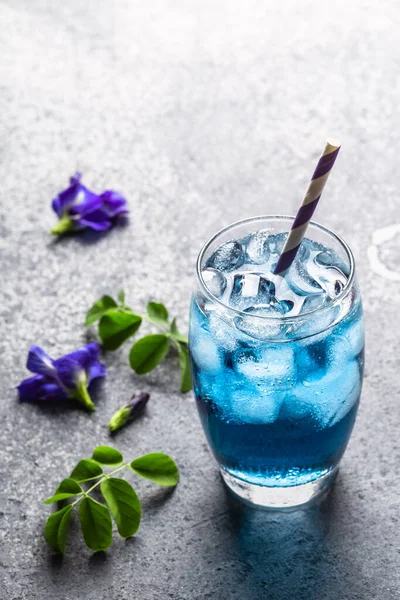 Butterfly Pea Juice Blue Pea Flower Herbal Tea Healthy Drinking — Stock Photo, Image