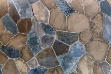 Eski taş ya da mavi kaya duvar ve klasik kahverengi granit zemin ya da siyah sarı yapboz masa doku arka planı ya da yığın ve duvar kağıdı için