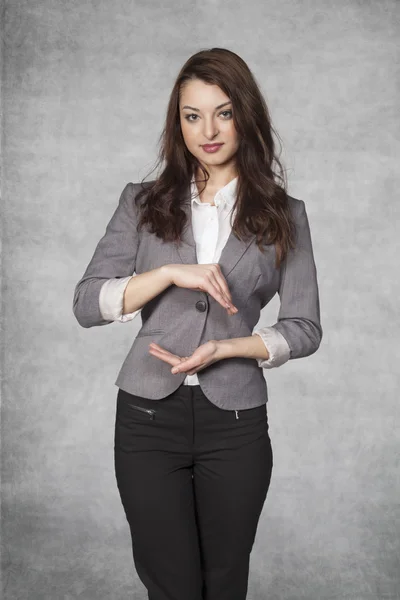 Business woman is ready to protect your interests — Stock Photo, Image