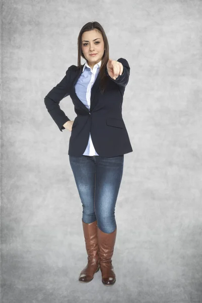 Businesswoman pointing at you — Stock Photo, Image