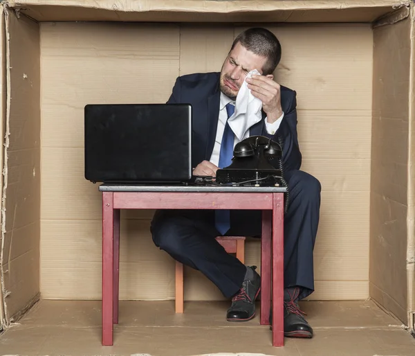 Businessman tears wiped tears — Stock Photo, Image