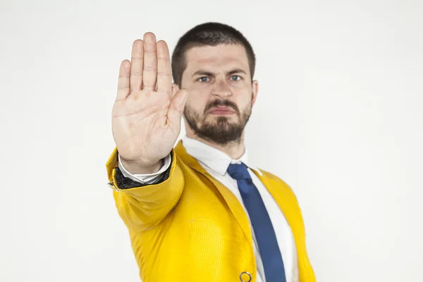 Businessman does gesture stop — Stock Photo, Image