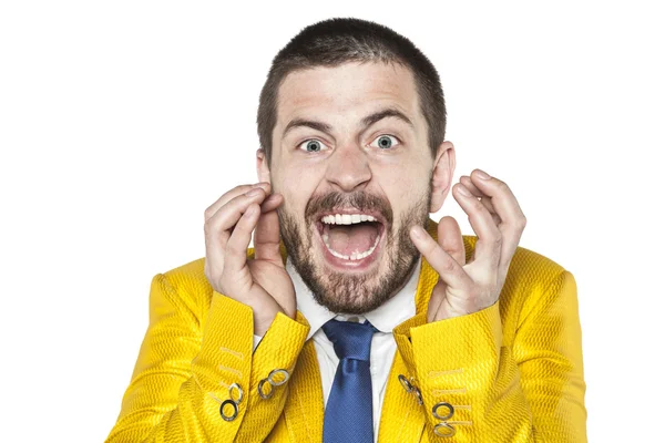 Crazy businessman screaming like a man possessed — Stock Photo, Image