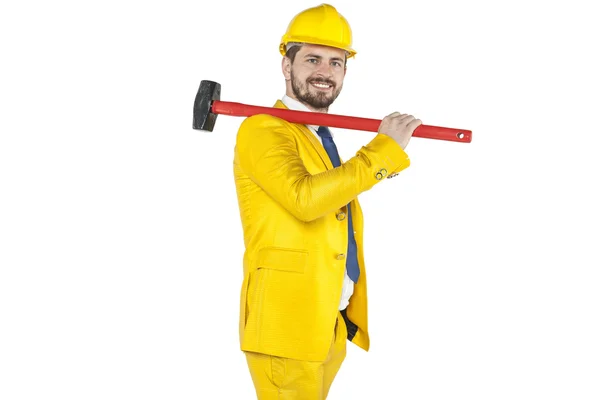 Developer with a sledgehammer ready for action — Stock Photo, Image