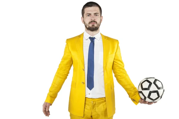 Businessman invests in soccer ball — Stock Photo, Image