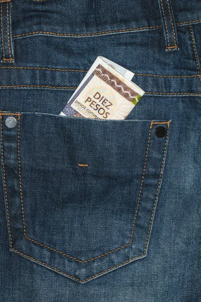 Cuba Currency Denim Pants People Exploitation Concept — Stock Photo, Image