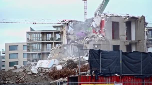 Amberes Bélgica Febrero 2021 Demolición Edificio Amberes Finca Zuid Con — Vídeos de Stock
