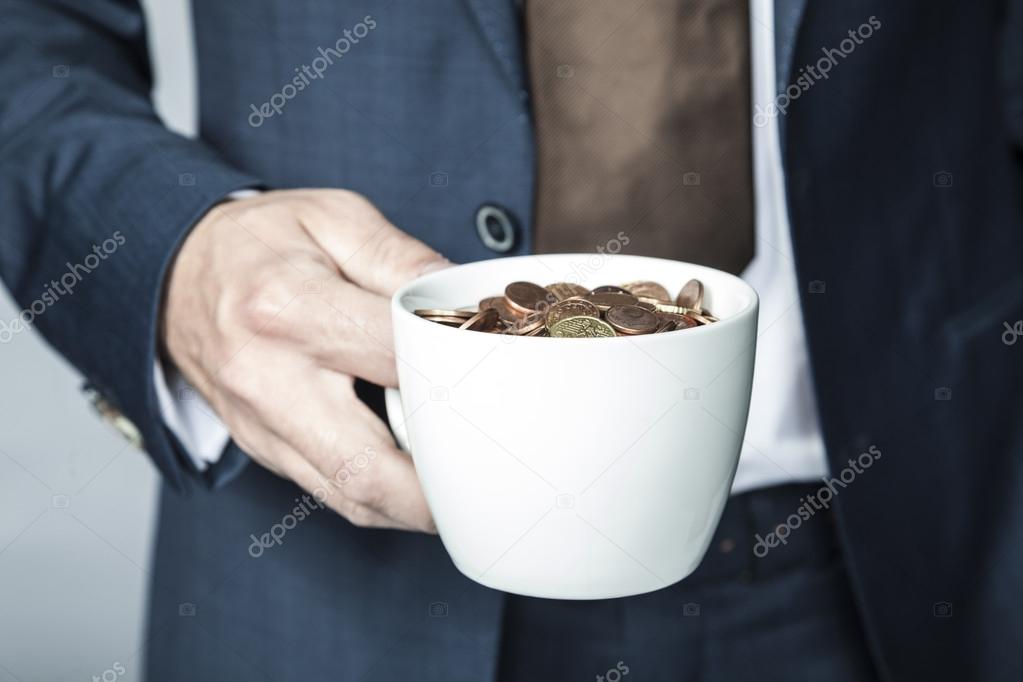 cup of small coins