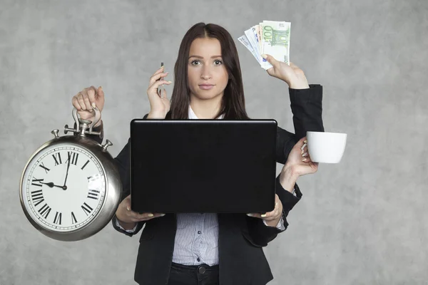 Üzletasszony az igazi multitasking — Stock Fotó