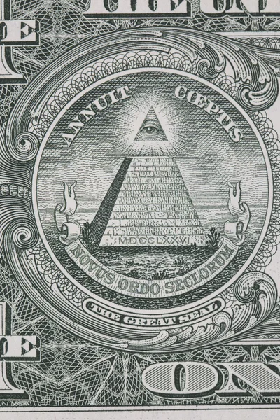 Parte de uma nota de dólar com grande macro selo — Fotografia de Stock