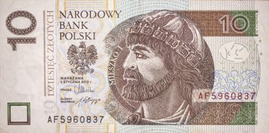 Polonya kralı Mieszko ben de üzerinde on Polonya Zlotisi bill