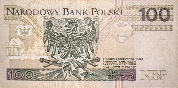 Los revers del billete de cien zloty — Foto de Stock