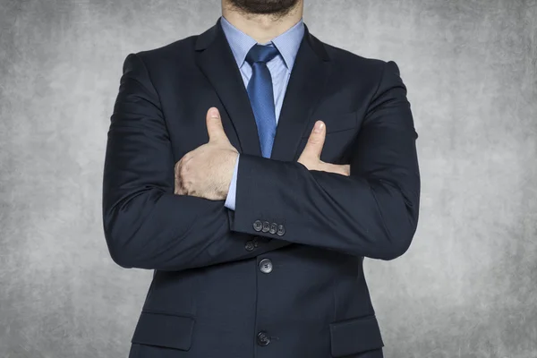 Business man on the grey background — Stock Photo, Image