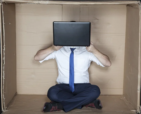 Hacker behind computer — Stock Photo, Image