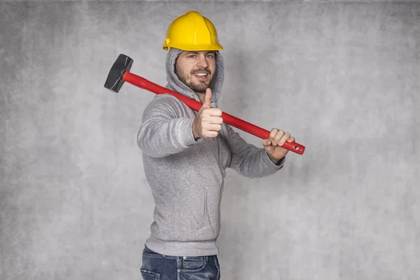 Worker shooing thumbs up — Stock Photo, Image