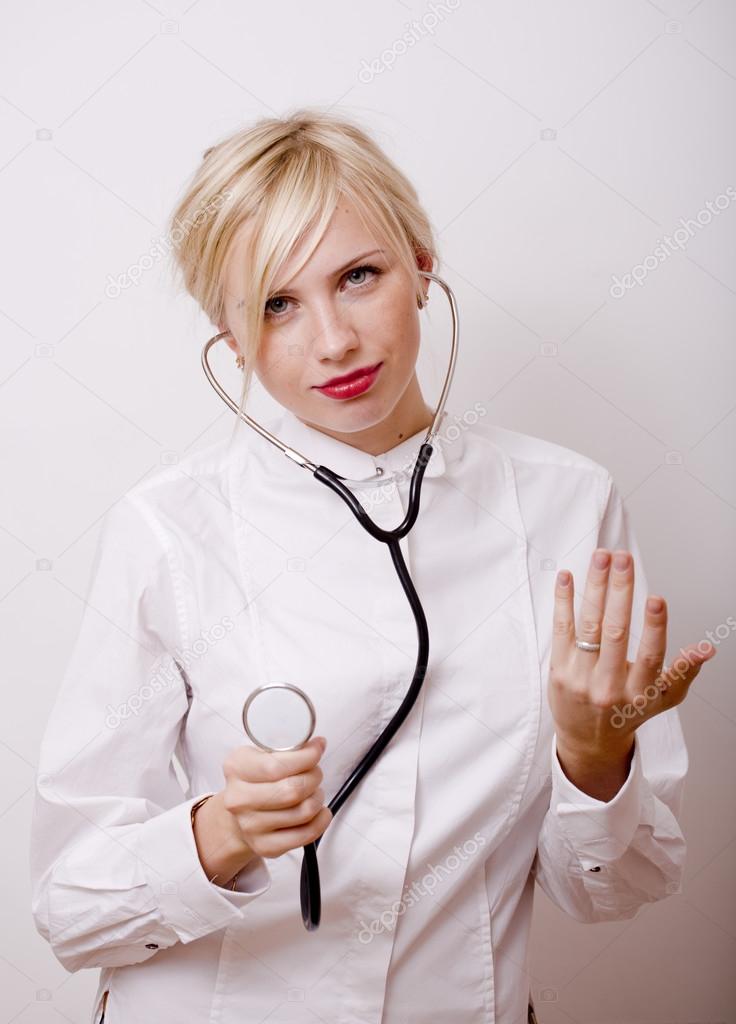 Funny doctor with stethoscope Stock Photo by ©iordani 105557186