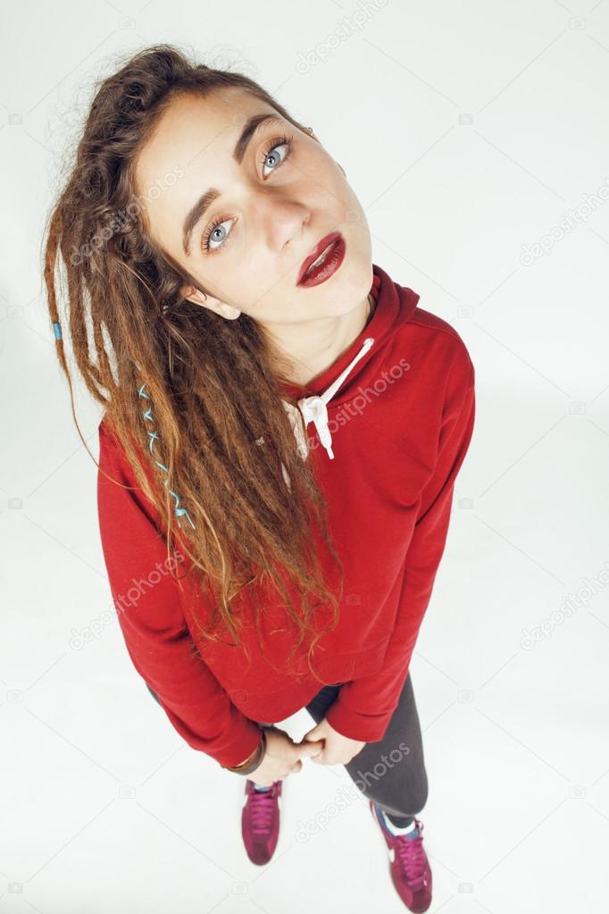 Small Dreads White Female Real Caucasian Woman With