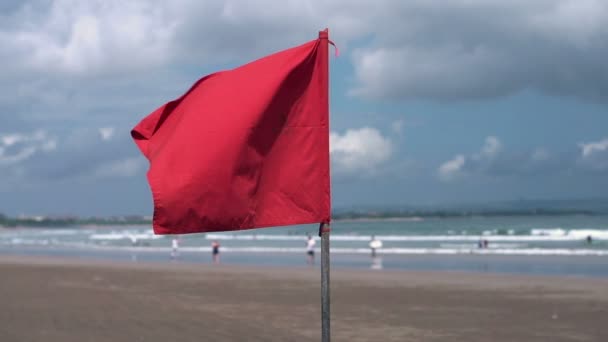 Flag fluttering on beach — Stock Video