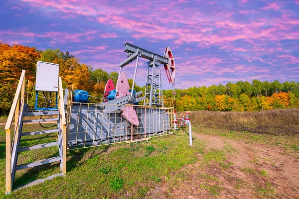 Petrol Pompası Kriko Petrol Kuyusunda Karşılıklı Piston Pompası Için Zemin — Stok fotoğraf