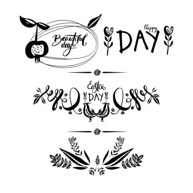 Vector frame and borders set with lettering elements. Hand drawn graphic. clipart