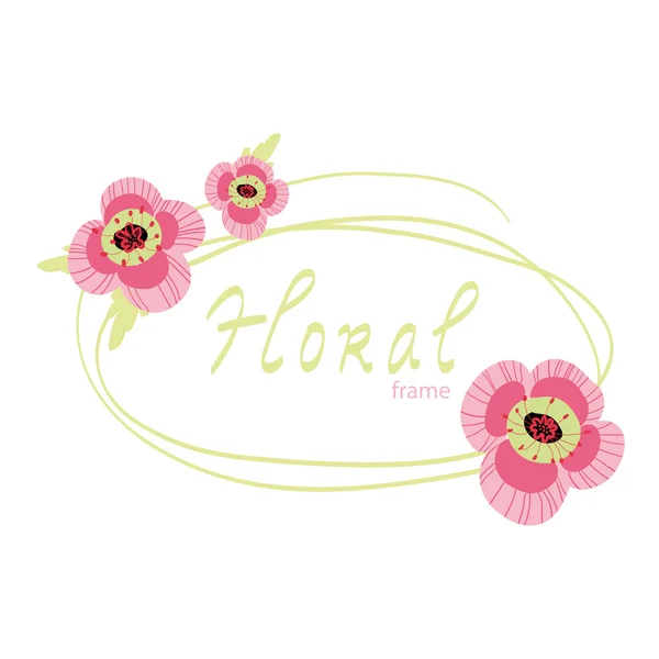 Cornice floreale vettoriale semplice con fiori astratti rosa . — Vettoriale Stock
