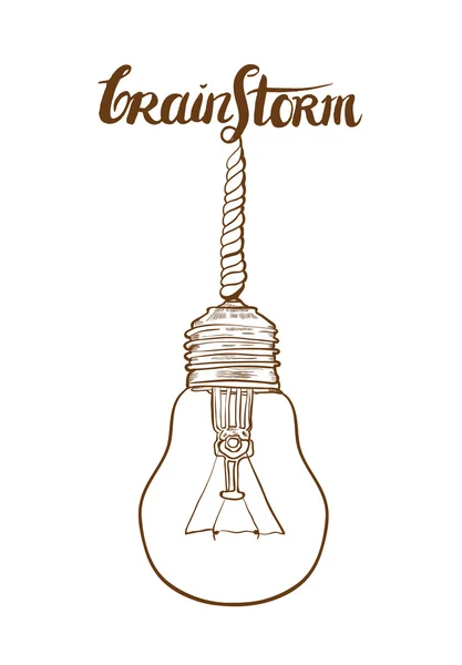 Vector Vintage lampa koncept idé med bokstäver (word brainstorm). — Stock vektor