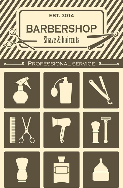 Alat vintage Barber Shop - Stok Vektor