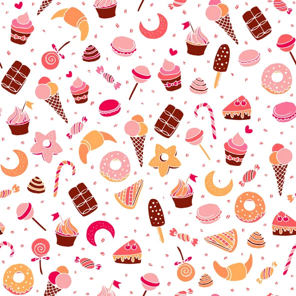 Sweets and baking desserts  patten — Stock Vector