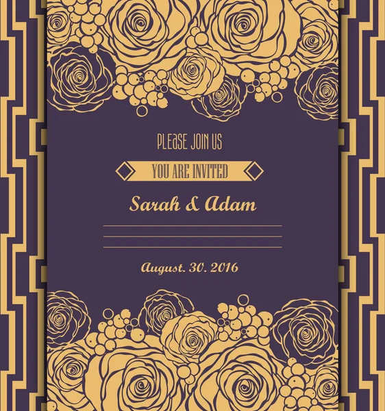 Tarjeta de invitación con fondo de rosas — Vector de stock