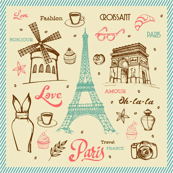 Paris - une ville d'amour et de romantisme — Image vectorielle