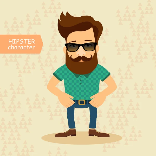 Hipster personaje de dibujos animados . — Vector de stock
