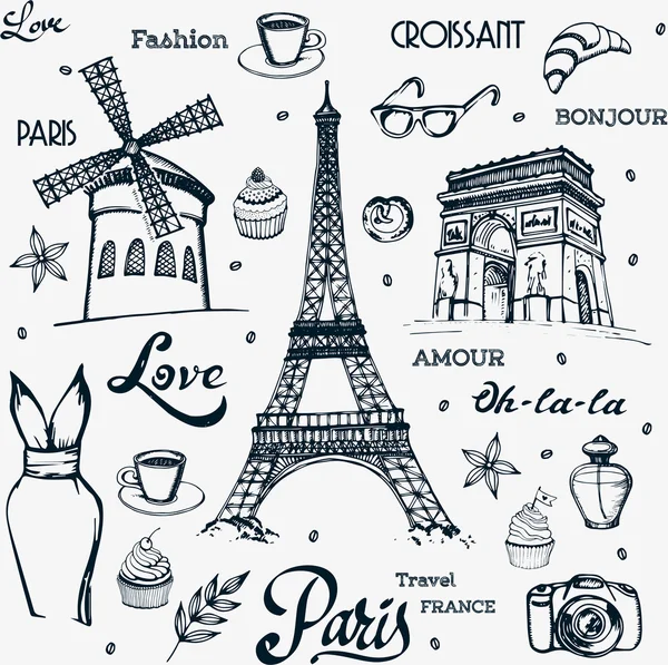 París - una ciudad de amor y romanticismo — Vector de stock