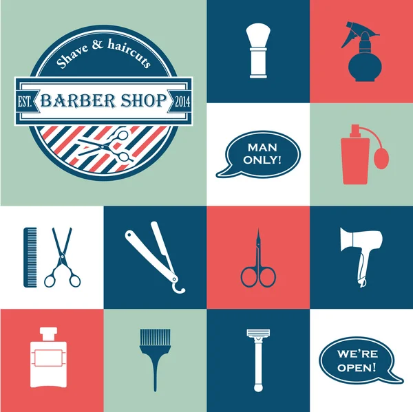 Barbeiro Shop ferramentas vintage —  Vetores de Stock