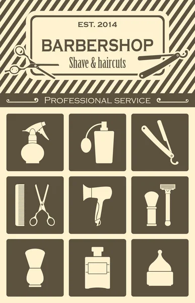 Barber Shop vintage tools — Stock Vector