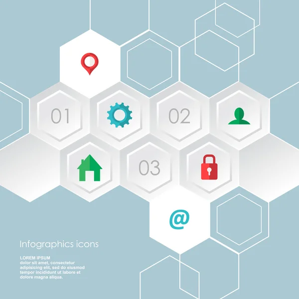 Web design conjunto de ícones infográficos hexagonais — Vetor de Stock