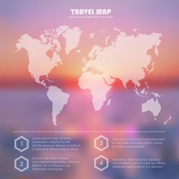 Viagens Mapa Mundial símbolos e tipografia —  Vetores de Stock