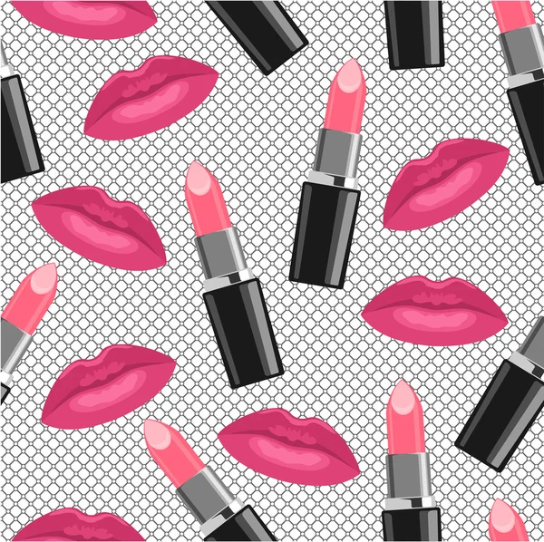 Kus lippen en roze lippenstift patroon — Stockvector