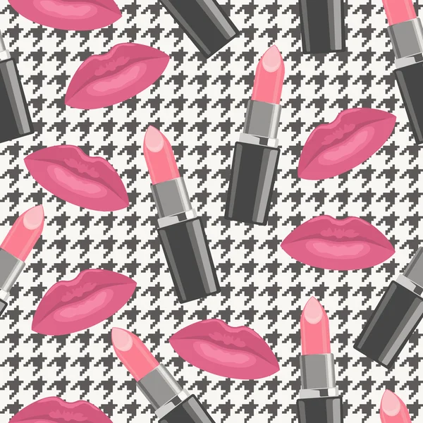 Tweed naadloze patroon met lippen kussen — Stockvector