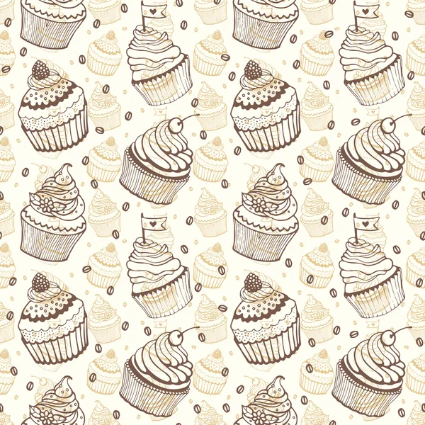 Cupcake cozimento sem costura —  Vetores de Stock