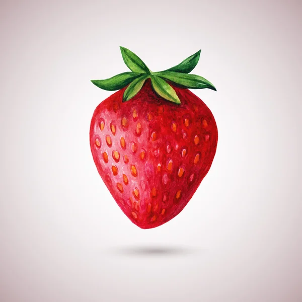 Aquarelle fraise isolée sur blanc — Image vectorielle