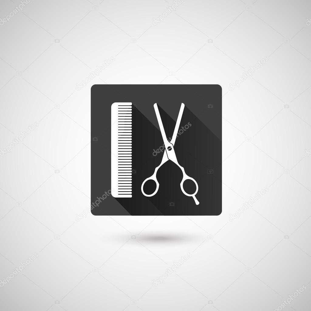 Scissors and comb icon.