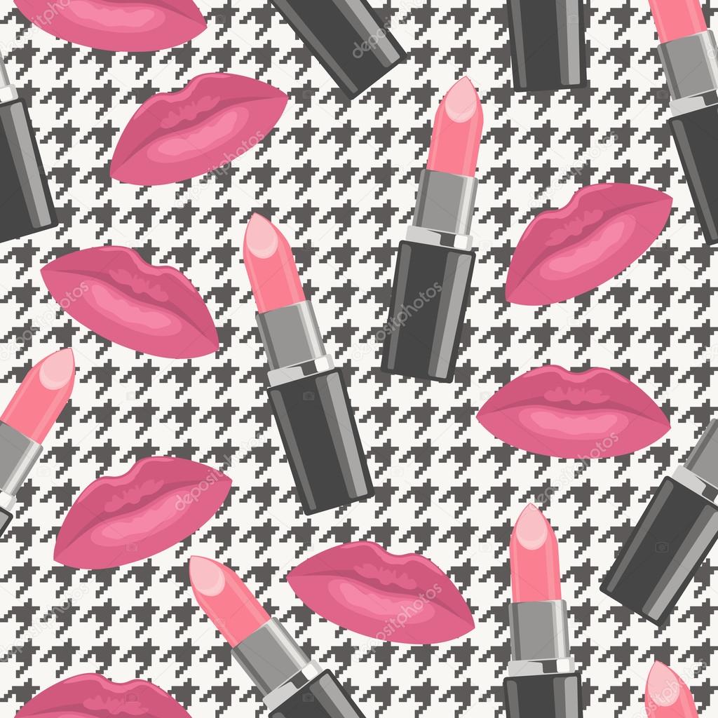 Tweed seamless pattern with kissing lips