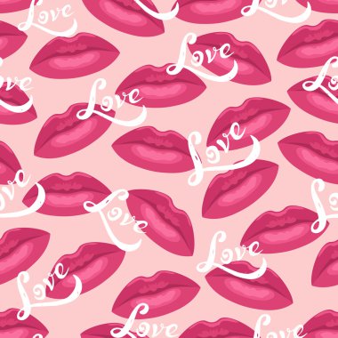 Lips kisses patterns set clipart
