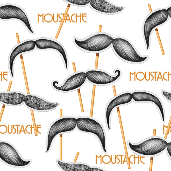 Mustache seamless pattern — Stock Vector