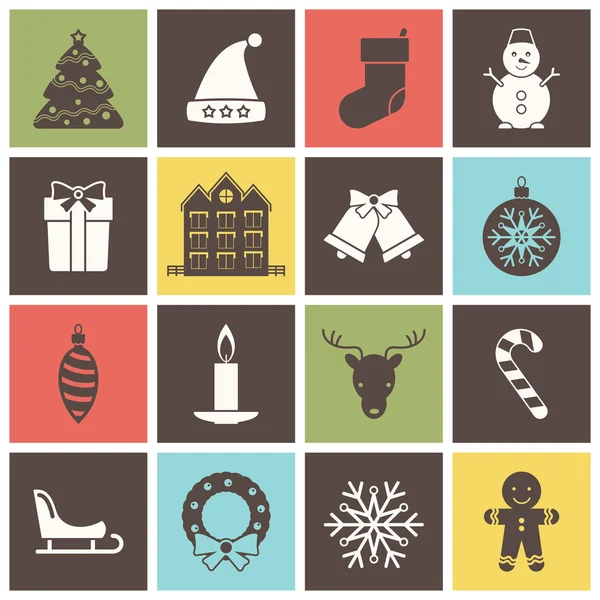 Navidad e iconos de año nuevo — Vector de stock