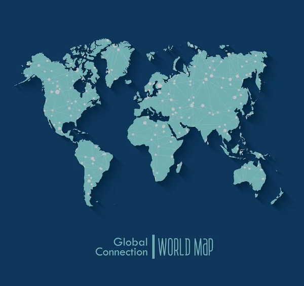 Mapa del mundo con conexiones de red globales — Vector de stock